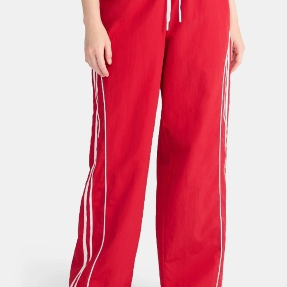 No Boundaries Red Track Pants with White Stripes